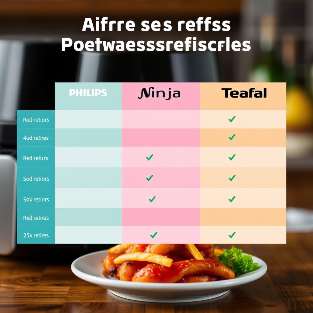 Tableau comparatif des réglages par marque (Philips, Ninja, Tefal) · Airfryer aliments pas assez cuits réglages efficace