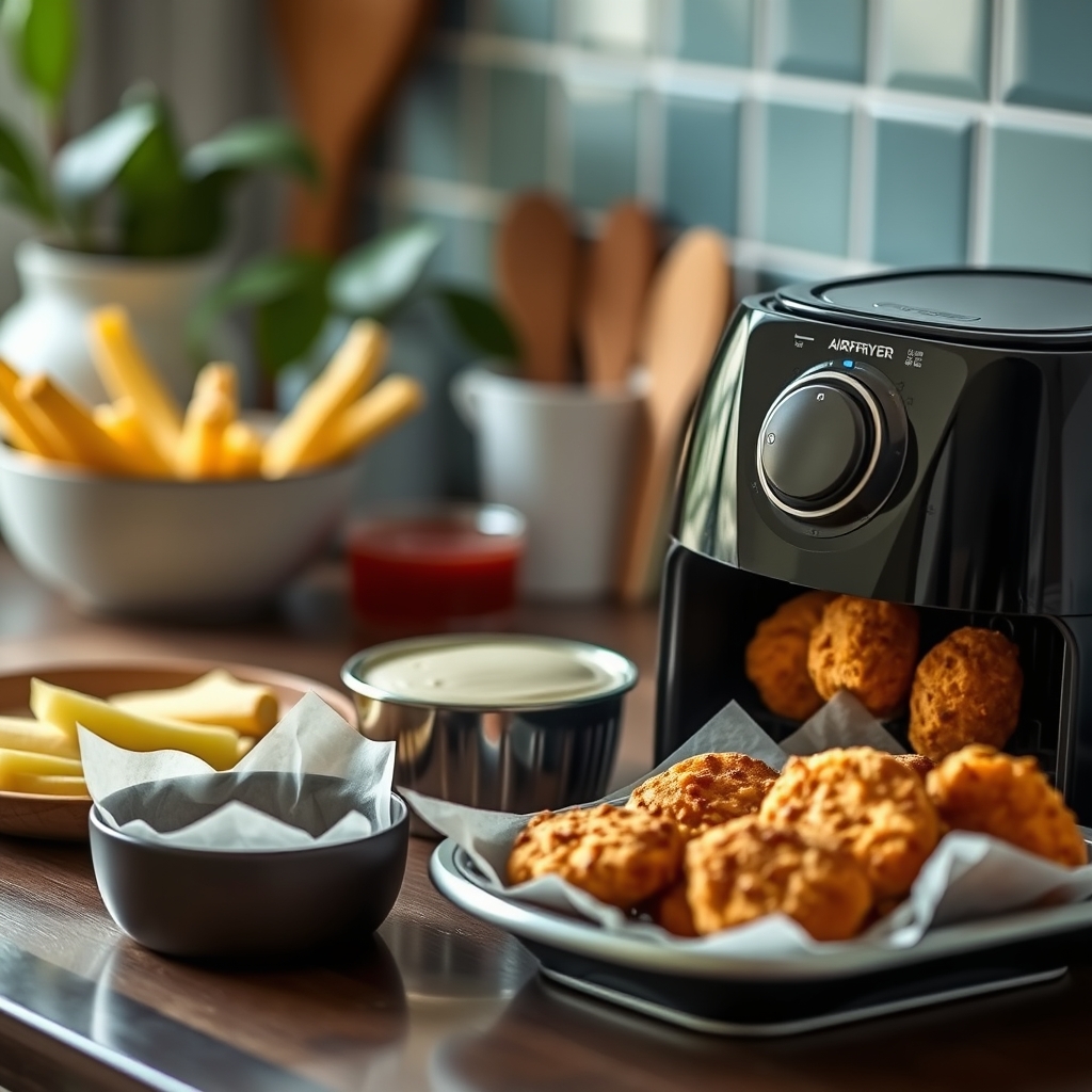 Ustensiles : les accessoires qui changent tout pour des nuggets réussis · Airfryer pour cuisson des nuggets faits maison